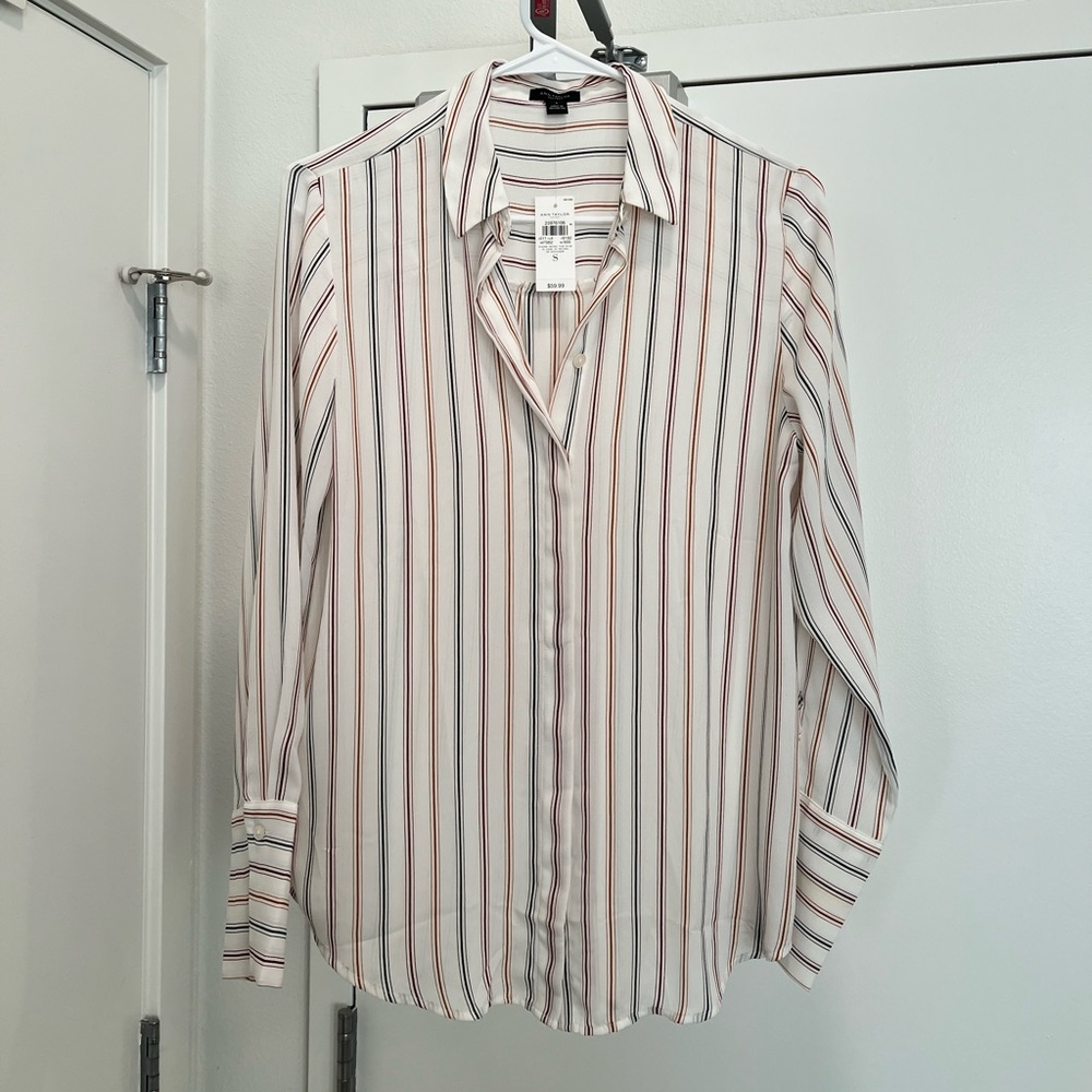 NWT Ann Taylor Stripe Blouse Shirt Size S